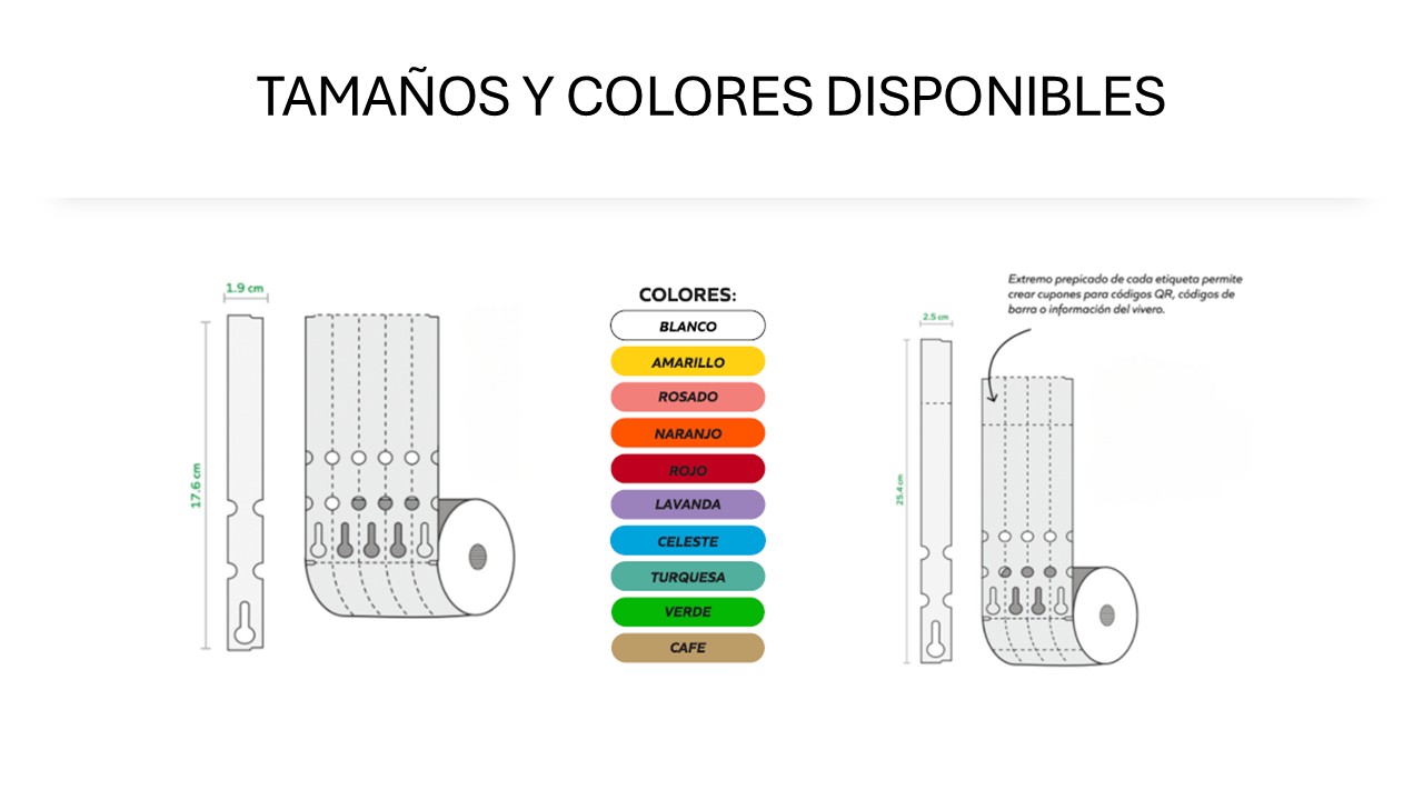 TAMAÑOS Y COLORES DISPONIBLES ETIQUETAS PARA PLANTAS